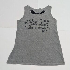Disney racer back grey tank 'when you wish. upon a star.' print, black bow, M